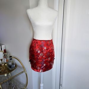 Satin Japanese print inspired mini skirt